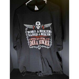 Sturgis 2011 Motorcycle Skull T-Shirt Mens 2XL Born Live Die a Biker Wings Y2K